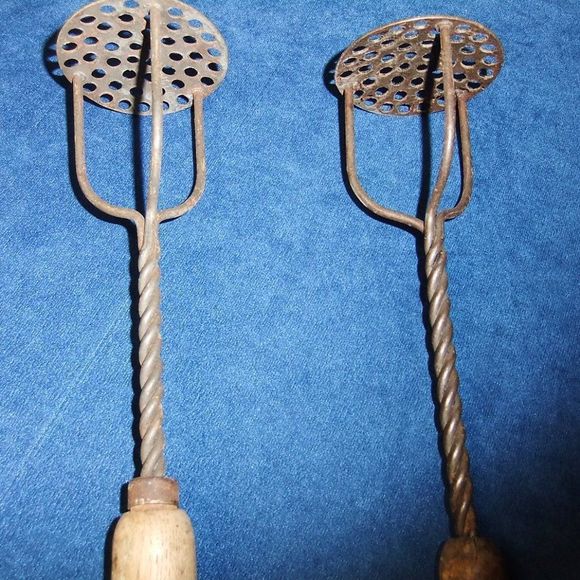 Antique Potatoes Masher & whisk  & egg beater 4 items in total - Picture 2 of 8